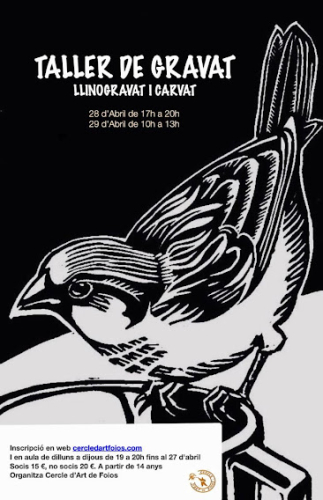 Cartel del evento Taller de grabado, linograbado y carvado