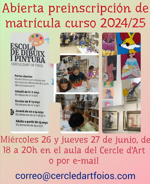 Cartel del evento Matrícula abierta curso Dibujo y Pintura 2024/25