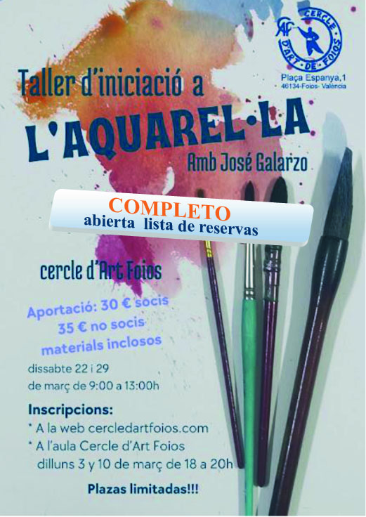 Cartel del evento Taller de iniciación a la acuarela