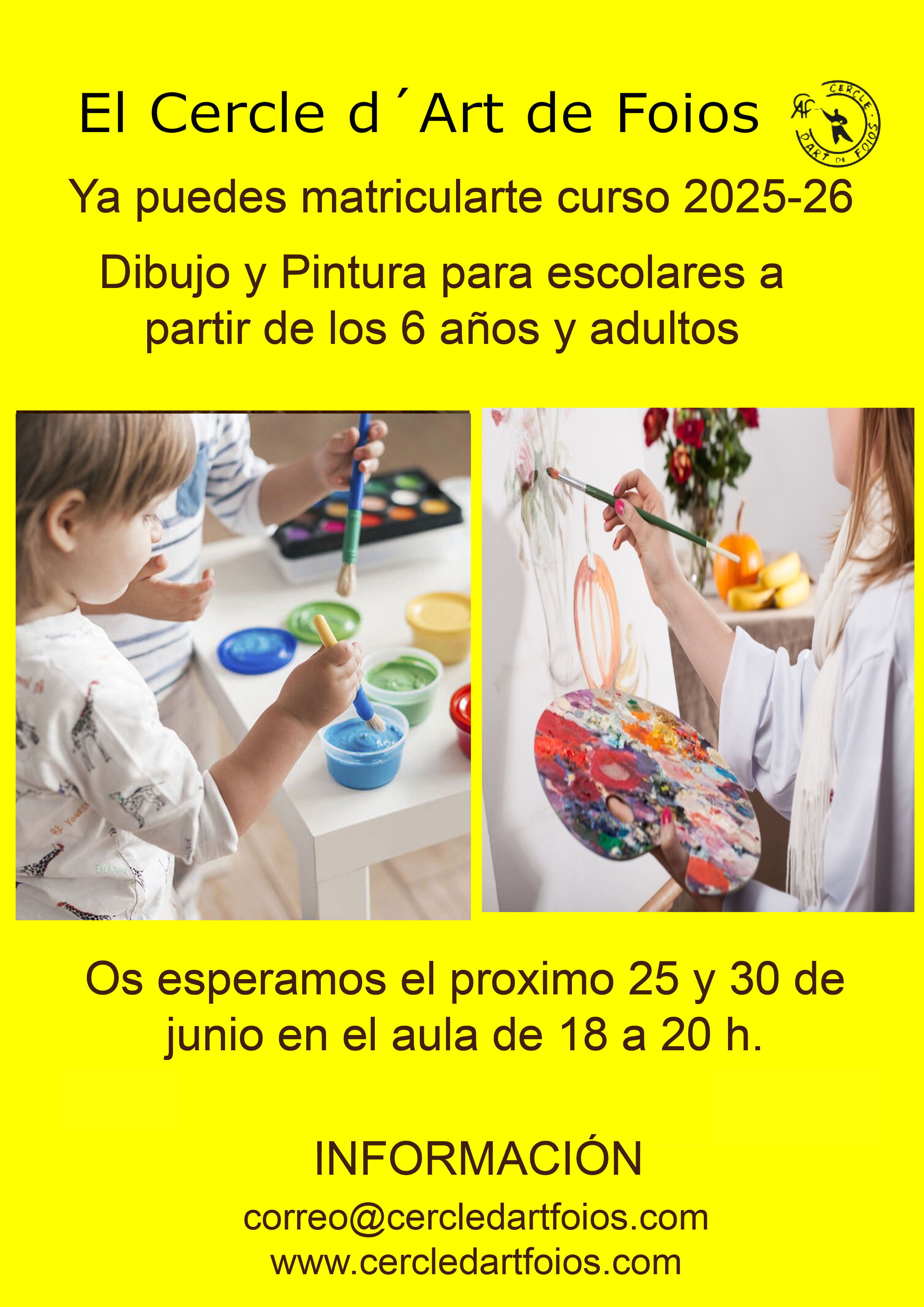 Cartel del evento Matrícula abierta curso de Dibujo y Pintura  2025/26